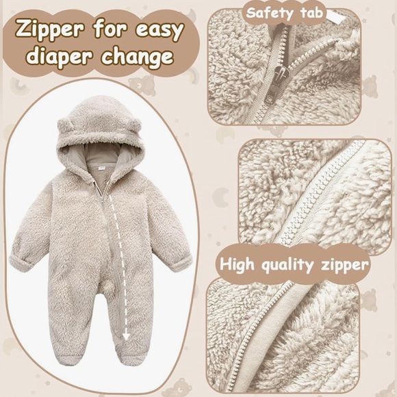 Baby Hooded Romper Unisex Animal Bear Hooded Halloween costume - Picture 11 of 12